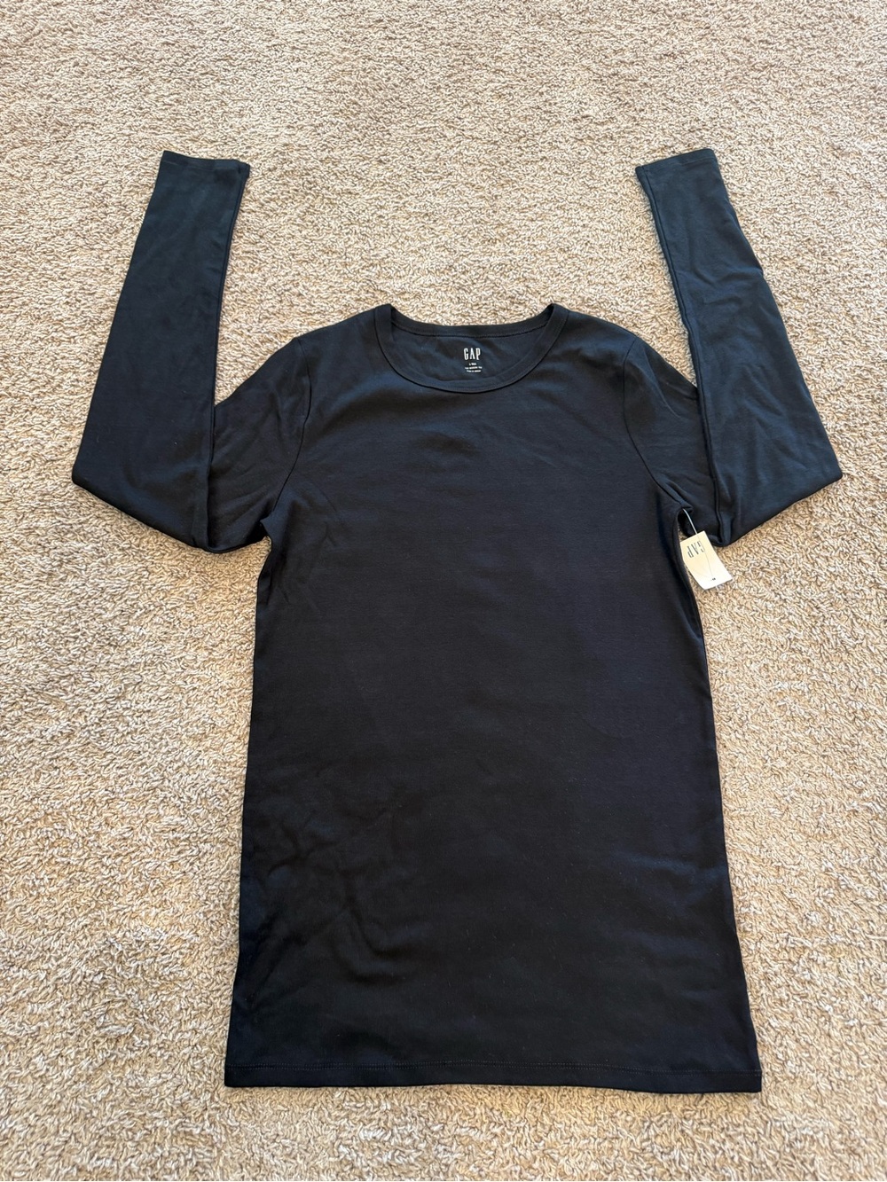 NWT GAP Long Sleeve Tee, Modal Cotton Soft Stretch, Black. Size Large Tall